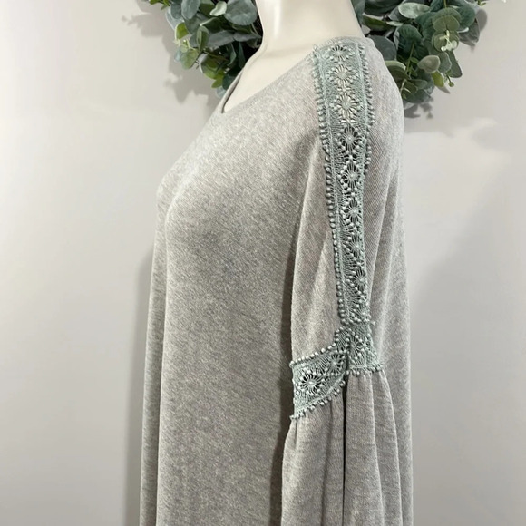 Easel Boho Oversized Long Sleeve Balloon Sleeve Taupe Sweater Dress S - Picture 6 of 15